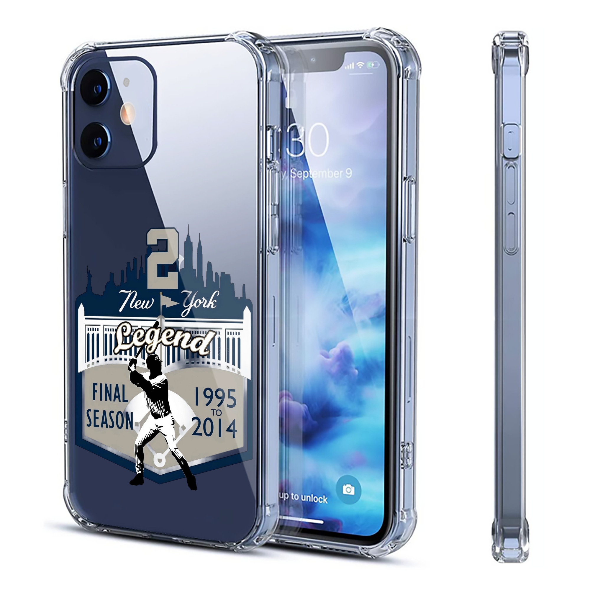 Derek Jeter 14 Clear IPhone 12 Case – Soft TPU With UV Print – Enhanced Drop Protection, Precise Fit, Anti-Fingerprint, Customizable Design, Scratch-Resistant, Yellow-Resistant